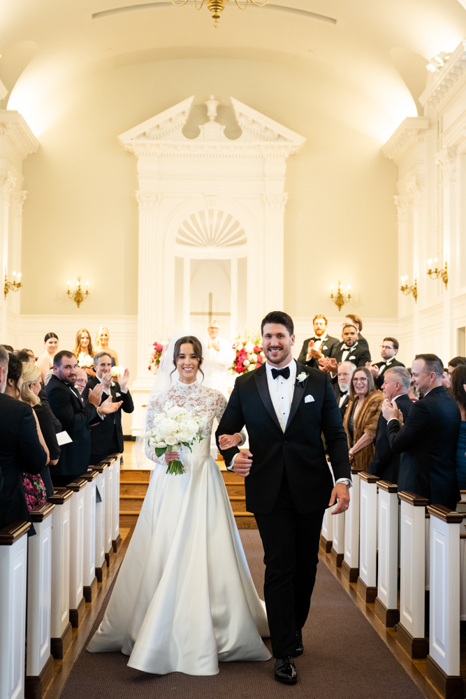 Black and white ceremony moment at Robert Carr Chapel, Fort Worth
