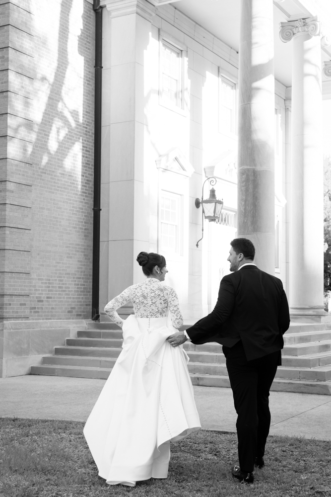 Black and white ceremony moment at Robert Carr Chapel, Fort Worth