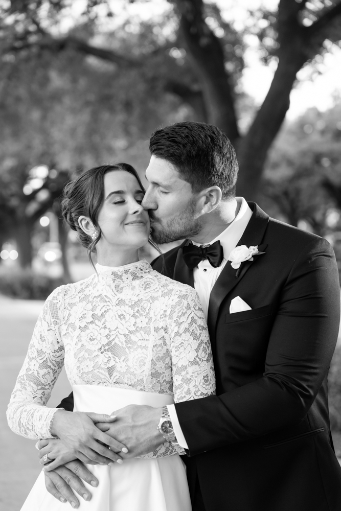 Black and white ceremony moment at Robert Carr Chapel, Fort Worth