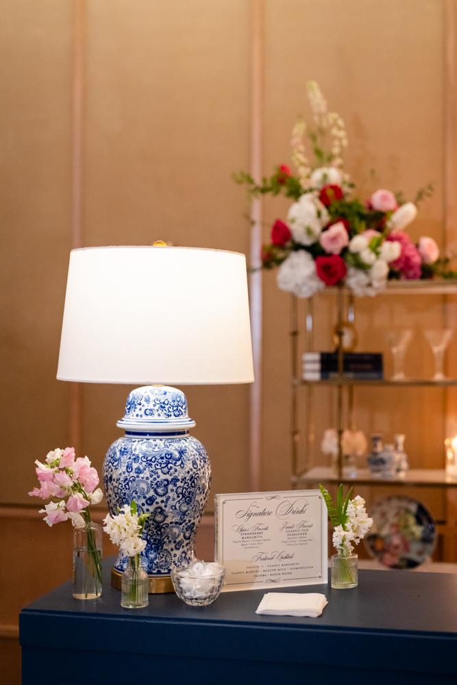 Burgundy and blush centerpiece at The Crescent Hotel, Fort Worth wedding