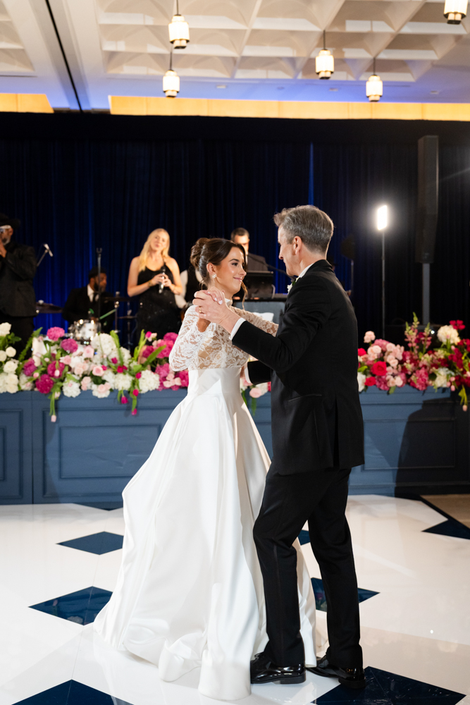 Glass-atrium reception at The Crescent Hotel, Fort Worth wedding
