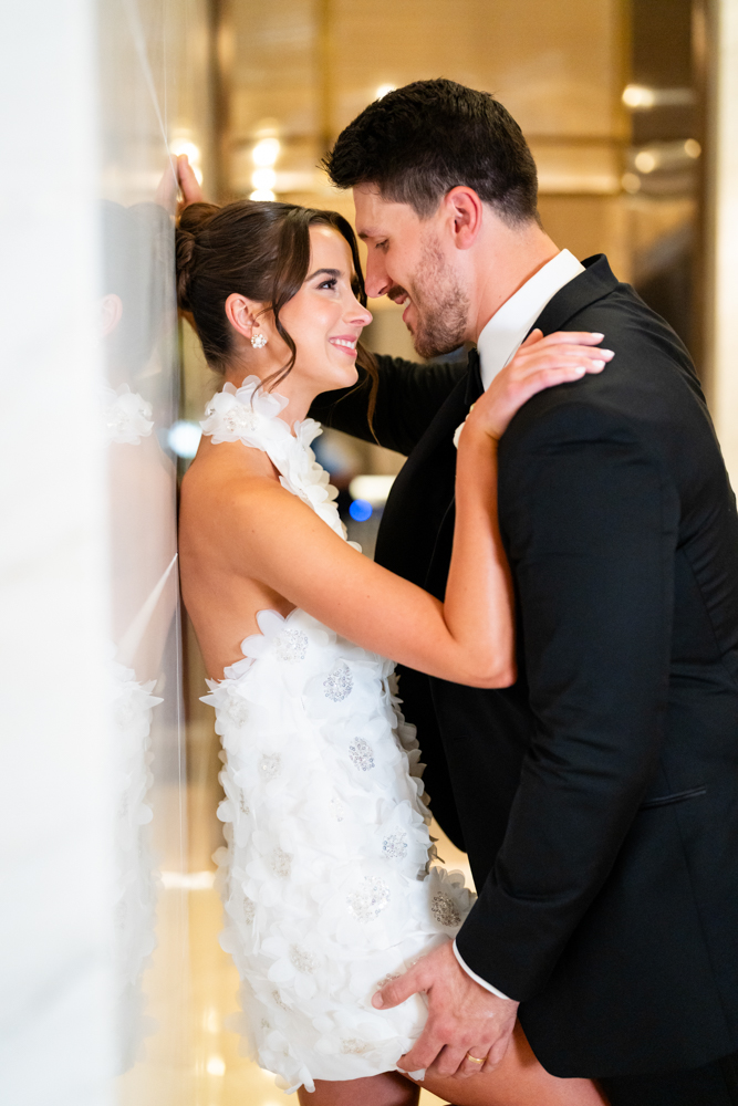 Cutting the wedding cake at The Crescent Hotel, Fort Worth wedding