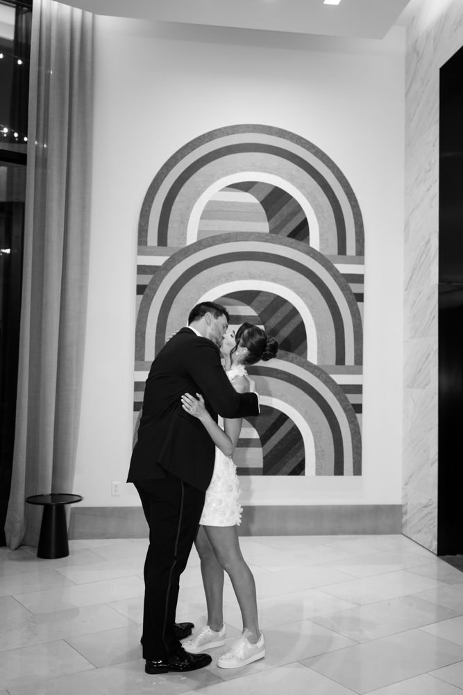 Jared reacts to Claire's cocktail dress, Fort Worth wedding at The Crescent