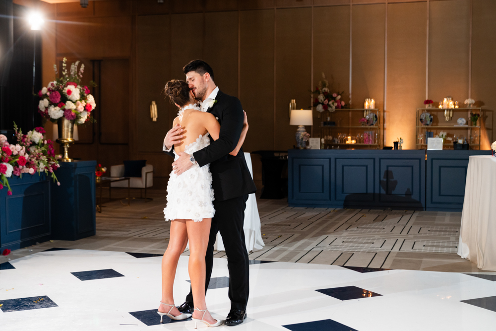 Claire and Jared dancing at The Crescent Hotel, Fort Worth wedding