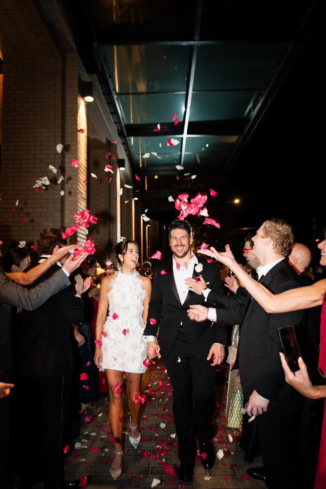 Just-married send-off in a classic car, Crescent Hotel wedding