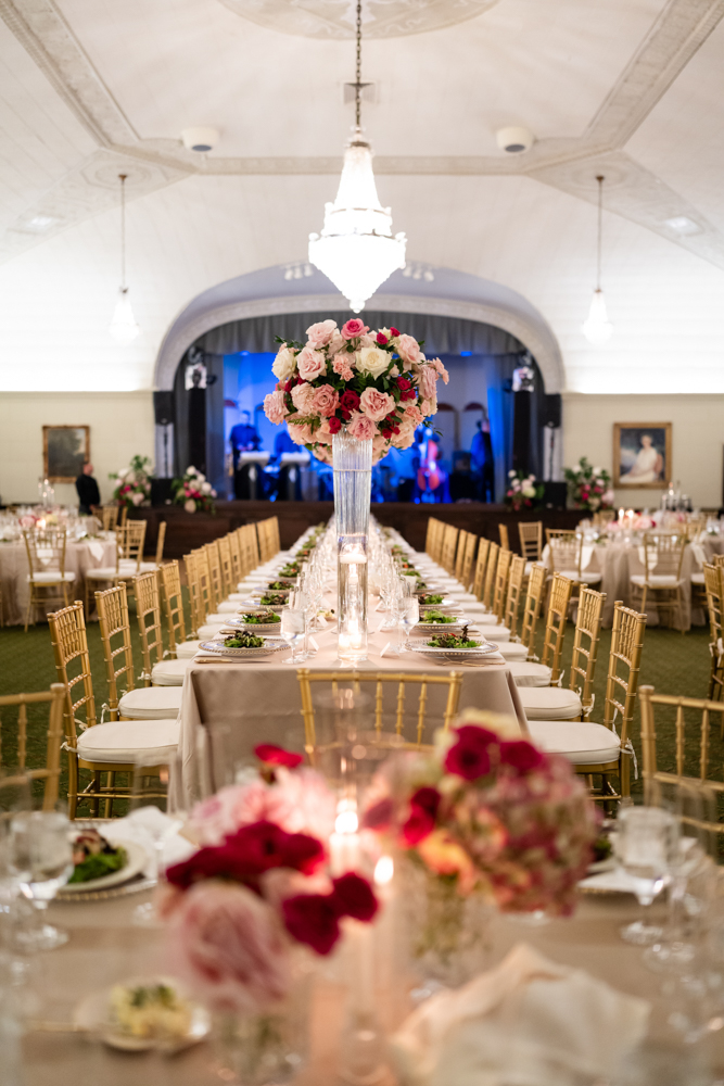 Blush and pink centerpieces, Woman's Club of Fort Worth wedding