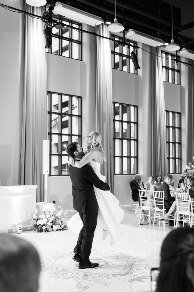 Laughter and happy tears during the wedding toasts