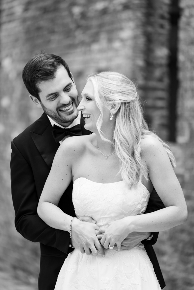Wedding party portraits in white, green, and pink