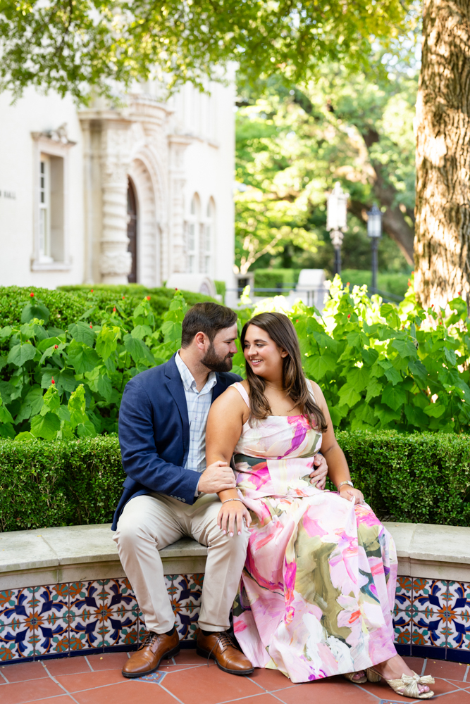 Sarah and Mitchell at ease in the natural beauty of Turtle Creek Park