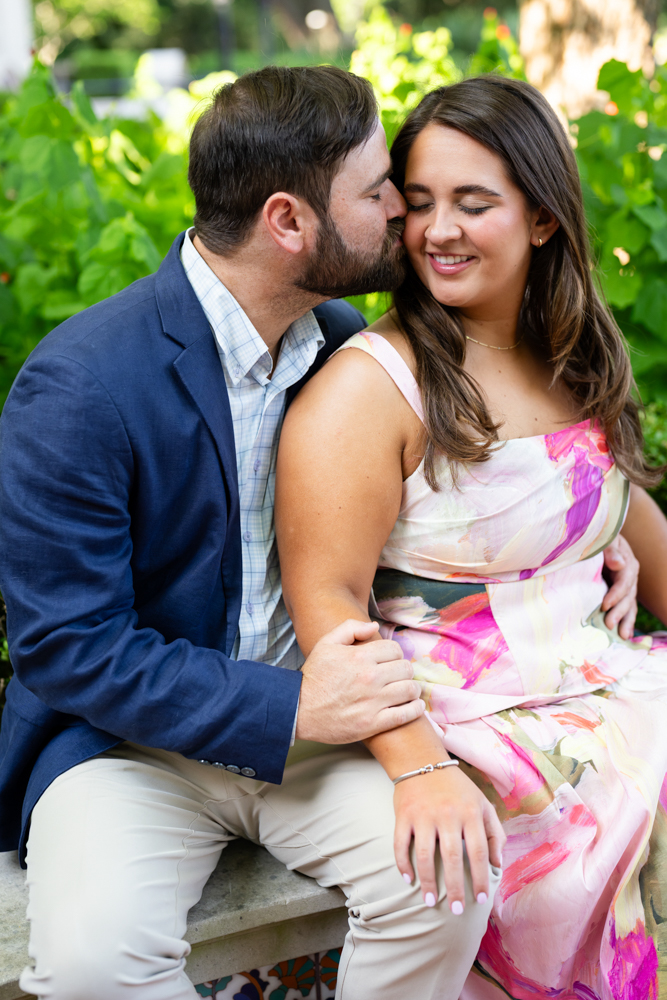Sarah and Mitchell in the golden light of evening at Turtle Creek Park