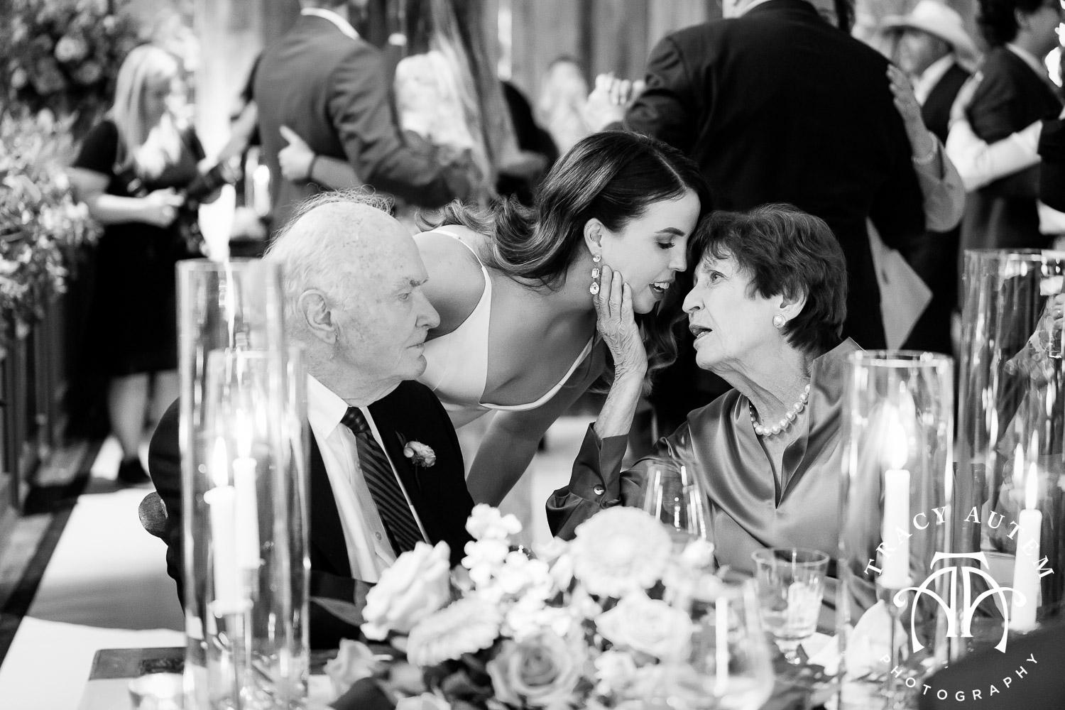 Sweet moment with bride and grandma at wedding reception