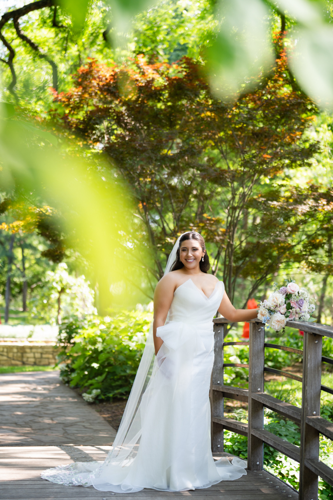 A striking modern bridal portrait of Caroline at the Modern Art Museum