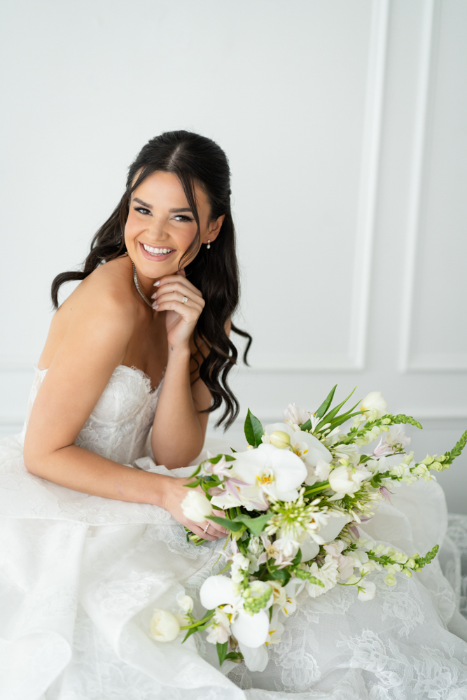 Refined studio bridal portrait of Hannah at The Lumen Room in Fort Worth