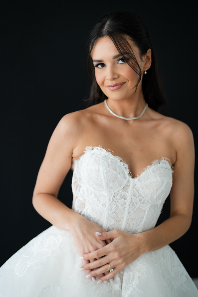 Refined studio bridal portrait of Hannah at The Lumen Room in Fort Worth