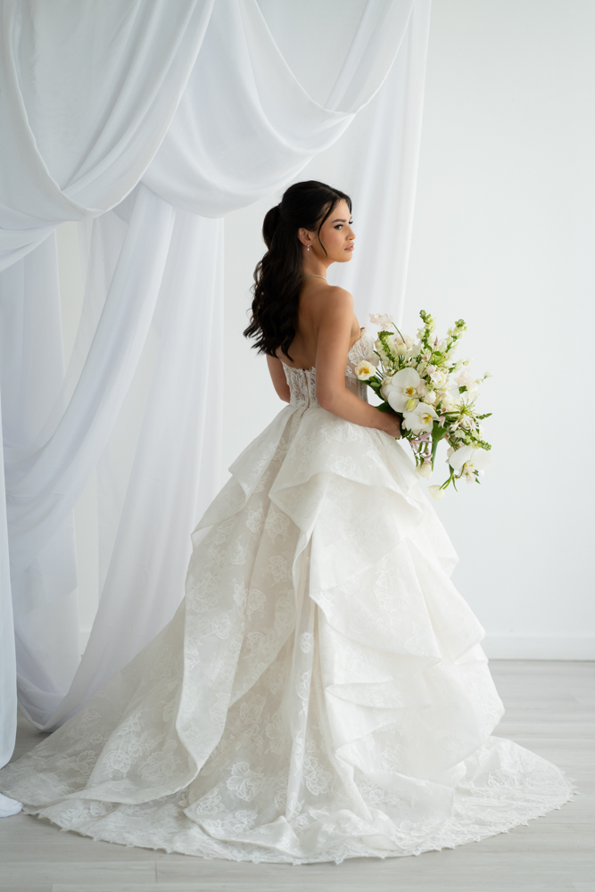 Refined studio bridal portrait of Hannah at The Lumen Room in Fort Worth