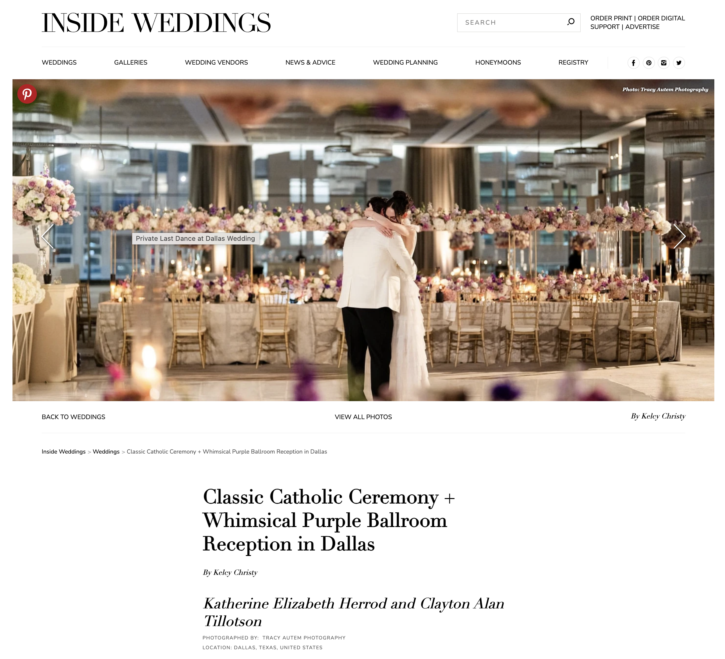 Inside Weddings Feature Kate Clay Tracy Autem Photography at The Thompson Hotel Dallas Texas